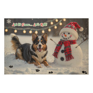 Australian Shepherd Festive Holiday Christmas  Wood Wall Art