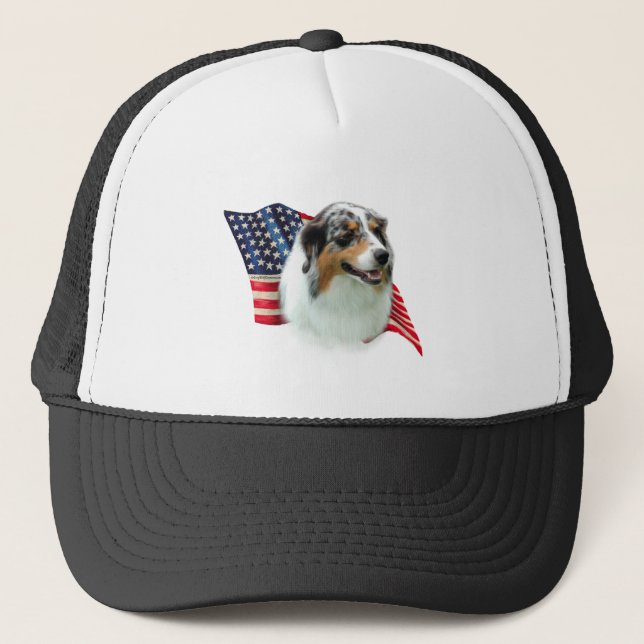 Australian Shepherd Flag Trucker Hat (Front)
