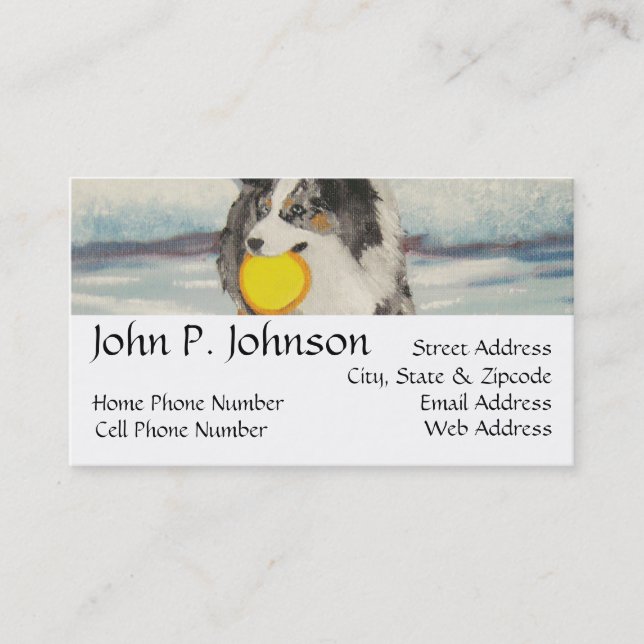 Australian Shepherd Frisbee Dog Business Card (Front)