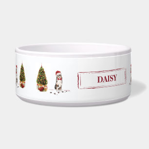 Australian Shepherd Funny Christmas Dog with Tree Bowl