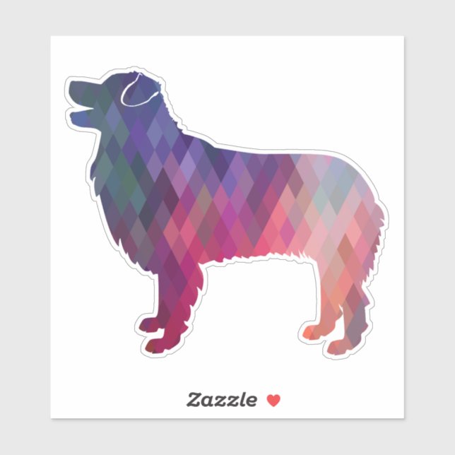 Australian Shepherd Geometric Pattern Silhouette Sticker (Sheet)