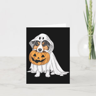 Australian Shepherd Ghost Dog Halloween Card