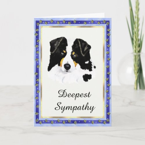 Australian Shepherd Gold Pawprints Sympathy Card