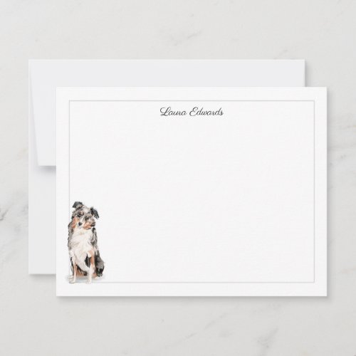 Australian Shepherd Gray Border Personalized Note Card