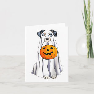 Australian Shepherd Halloween Funny Ghost Costume Card