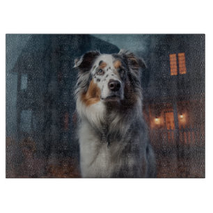 Australian Shepherd Halloween Scary Cutting Board