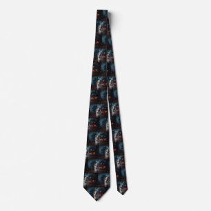 Australian Shepherd Halloween Scary Neck Tie
