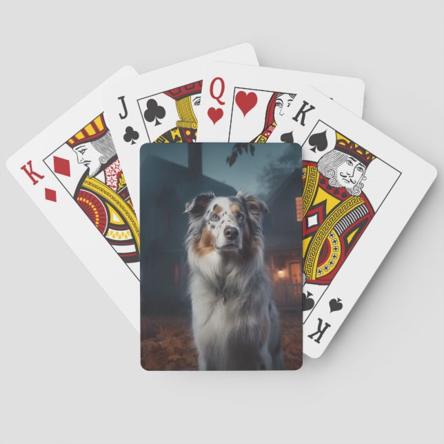 Australian Shepherd Halloween Scary Poker Cards (Back)