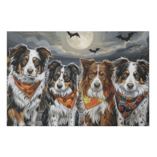 Australian Shepherd Halloween Spooky  Faux Canvas Print