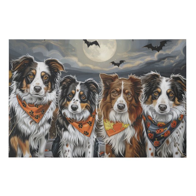 Australian Shepherd Halloween Spooky  Faux Canvas Print (Front)