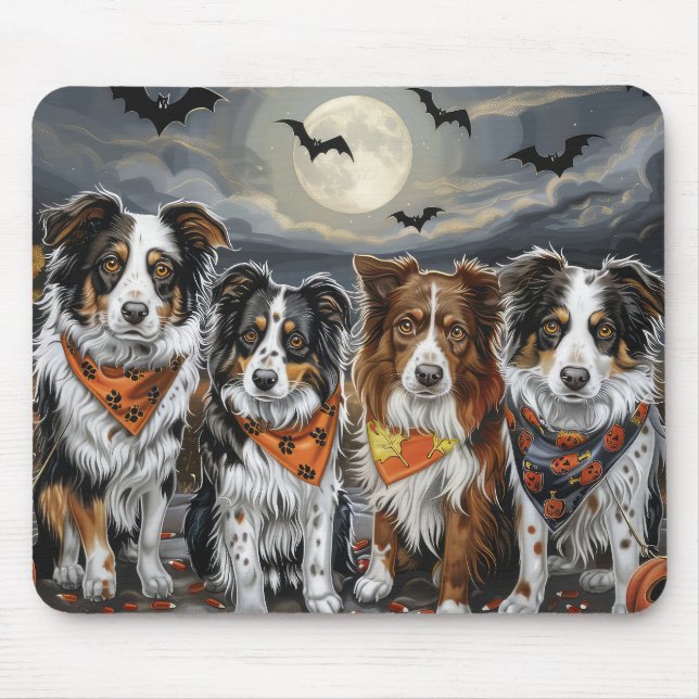 Australian Shepherd Halloween Spooky  Mouse Pad (Front)