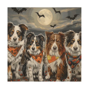 Australian Shepherd Halloween Spooky Wood Wall Art