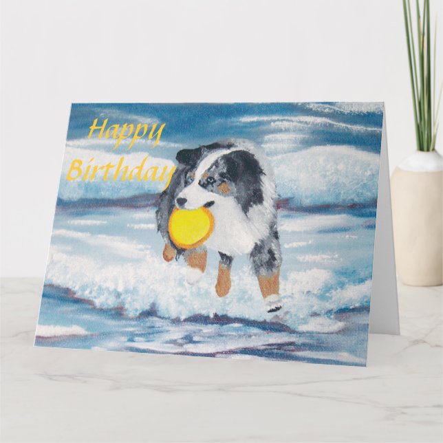 Australian Shepherd Happy Birthday Big Card (Front)