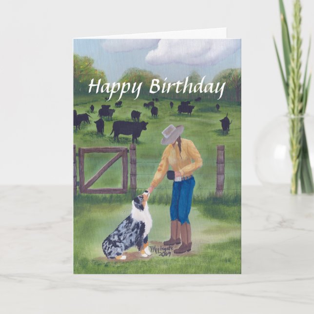 Australian Shepherd - Happy Birthday Card (Front)