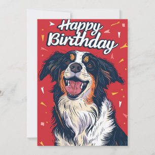 Australian Shepherd Happy Birthday Holiday Card