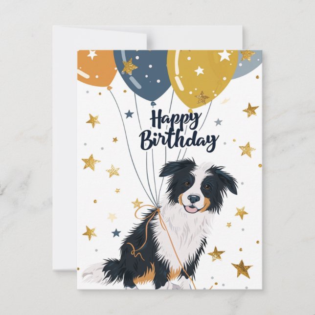 Australian shepherd Happy birthday  Holiday Card (Front)