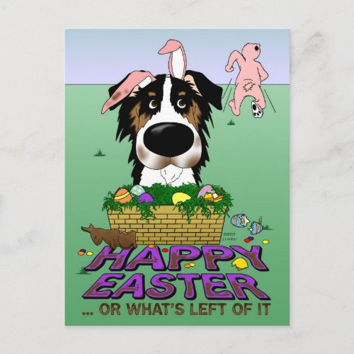 Australian Shepherd Happy Easter Holiday Postcard