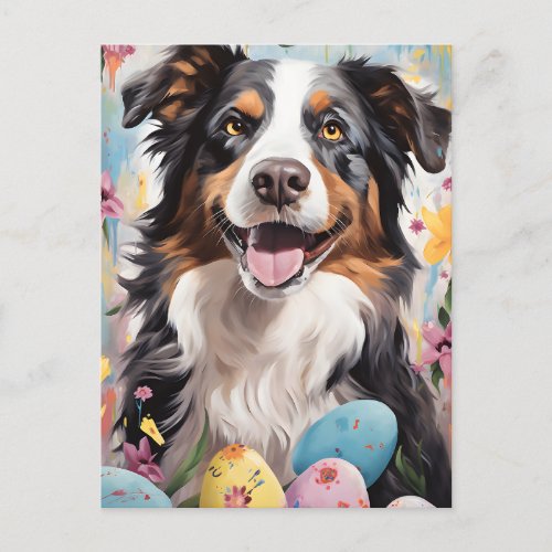 Australian Shepherd Happy Easter Postcard