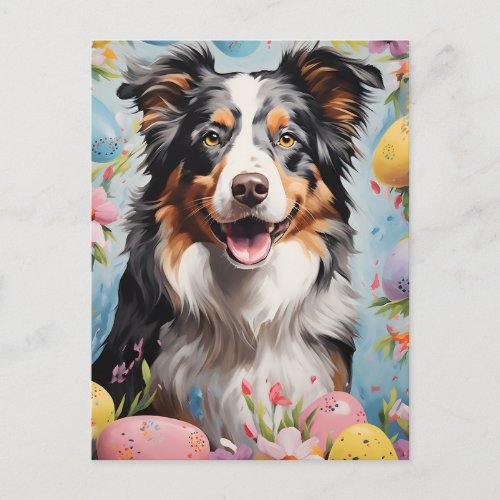 Australian Shepherd Happy Easter Postcard