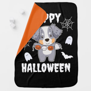 Australian Shepherd Happy Halloween Dog Costume Baby Blanket