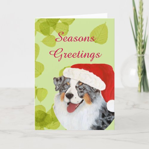 Australian Shepherd Happy Holidays Card