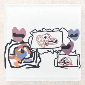 Australian Shepherd hearts  Glass Coaster