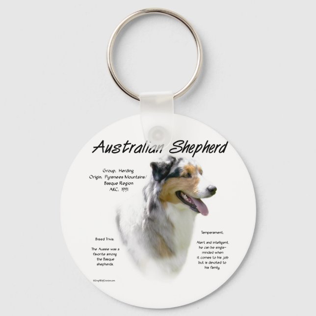 Australian Shepherd History, All about Aussies Keychain (Front)
