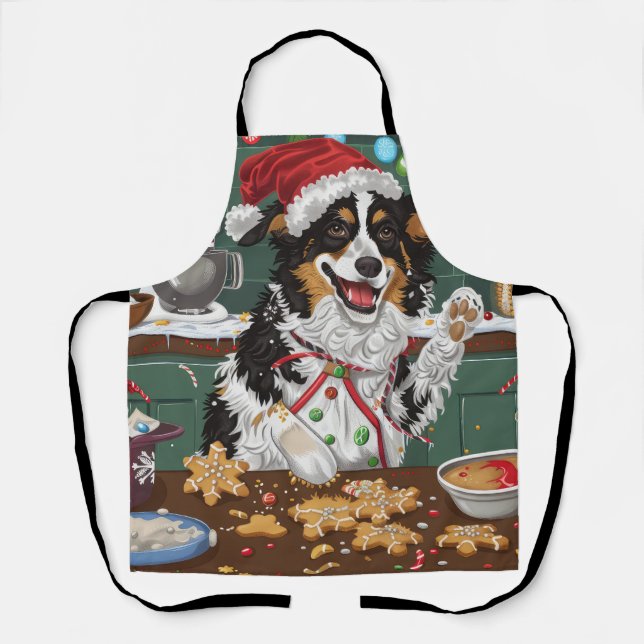 Australian Shepherd Holiday Baking Christmas Apron (Front)