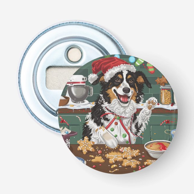 Australian Shepherd Holiday Baking Christmas Bottle Opener (Front)