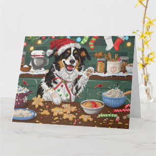 Australian Shepherd Holiday Baking Christmas Card