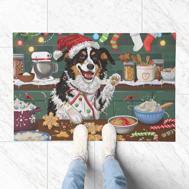 Australian Shepherd Holiday Baking Christmas Doormat (Indoor)