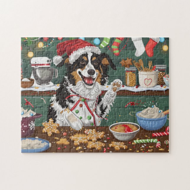 Australian Shepherd Holiday Baking Christmas Jigsaw Puzzle (Horizontal)