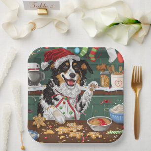 Australian Shepherd Holiday Baking Christmas Paper Plates