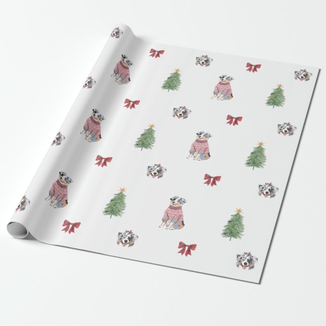 Australian Shepherd Holiday Wrapping Paper (Unrolled)