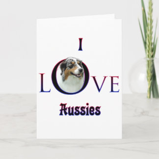 Australian Shepherd I Love Holiday Card
