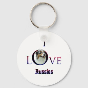 Australian Shepherd I Love Keychain