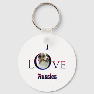 Australian Shepherd I Love Keychain