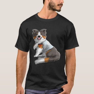 Australian Shepherd I Love Mom Tattoo Dog Mothers T-Shirt