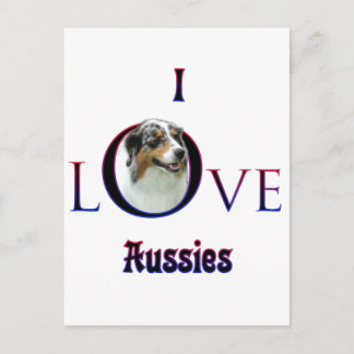 Australian Shepherd I Love Postcard