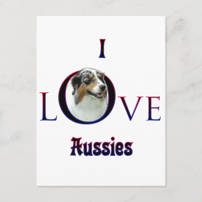 Australian Shepherd I Love Postcard (Front)