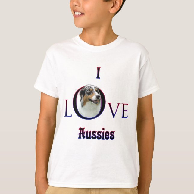 Australian Shepherd I Love T-Shirt (Front)