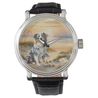 Australian Shepherd in a Beach Cove Watch