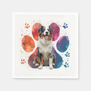Australian Shepherd In a Pawprint Napkins