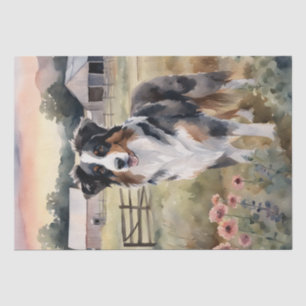 Australian Shepherd in a Rustic Setting Decoupage Tissue Paper