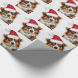 Australian Shepherd in a Santa Hat Christmas Wrapping Paper<br><div class="desc">Cute painting of an Australian Shepherd dog in a cute Santa Hat with snow falling on this gift wrap for the dog lover this holiday season.</div>