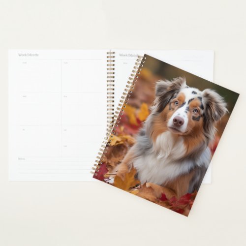 Australian Shepherd  in Autumn Leaves Fall Inspire Planner