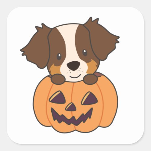 Australian Shepherd In Pumpkin Cute Happy Square S Square Sticker