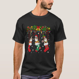 Australian Shepherd In Sock Xmas Reindeer Santa EL T-Shirt