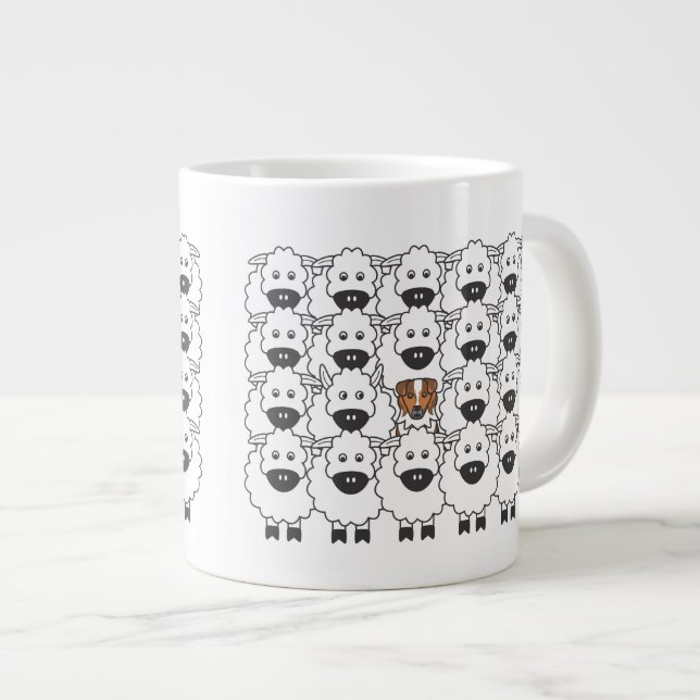 Australian Shepherd in the Sheep Giant Coffee Mug (Front Right)