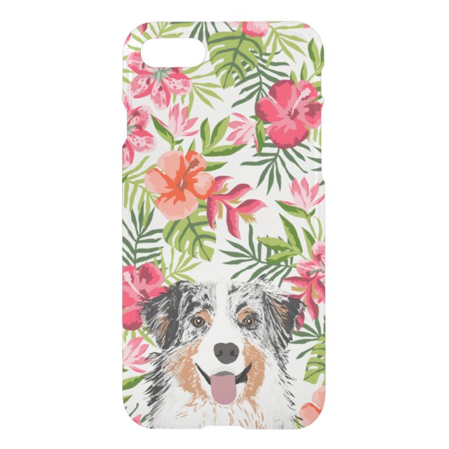 Australian Shepherd iphone clear case -  hawaiian (Back)